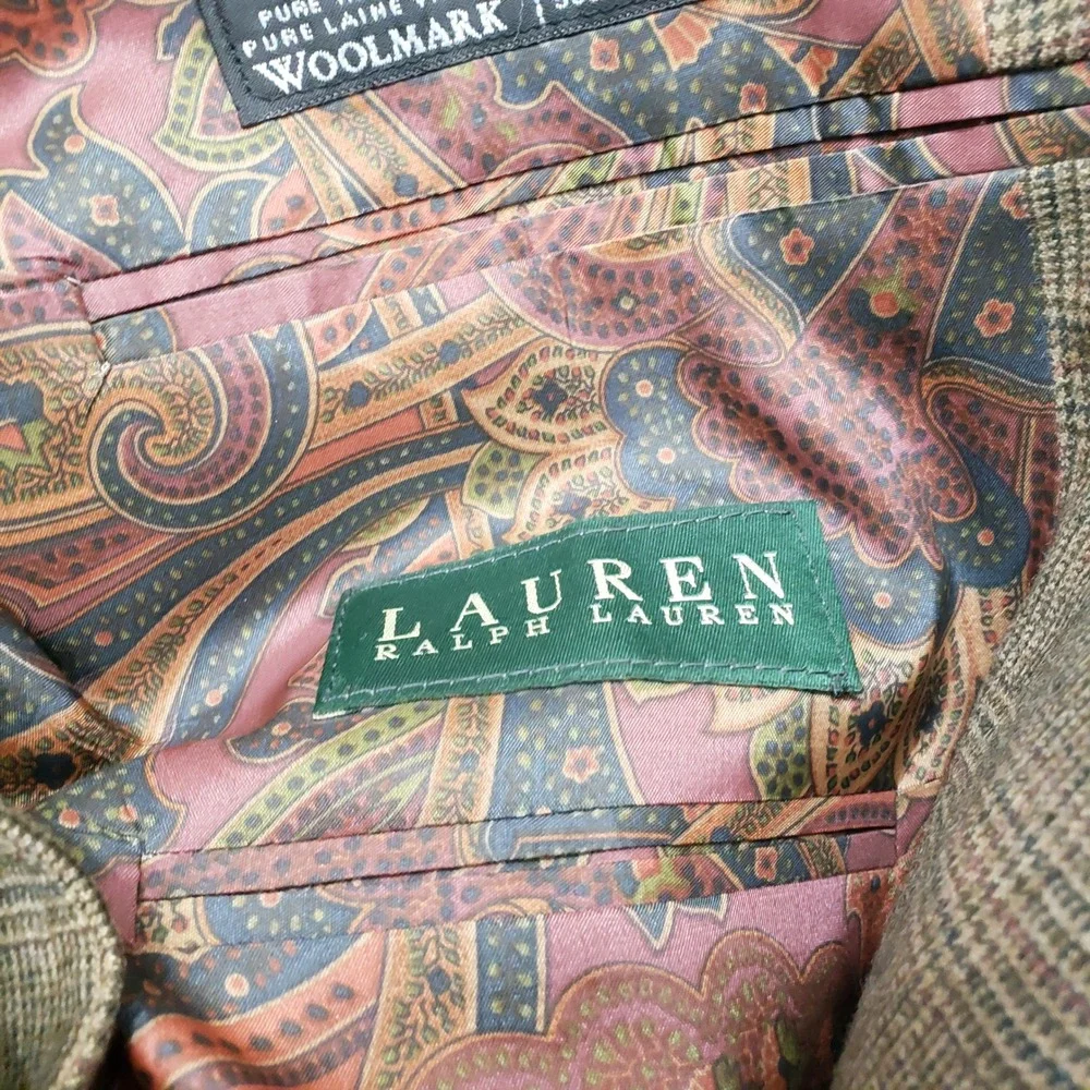 Lauren Ralph Lauren Blazer Mens 42R Brown Two Button Sport Coat Business Office